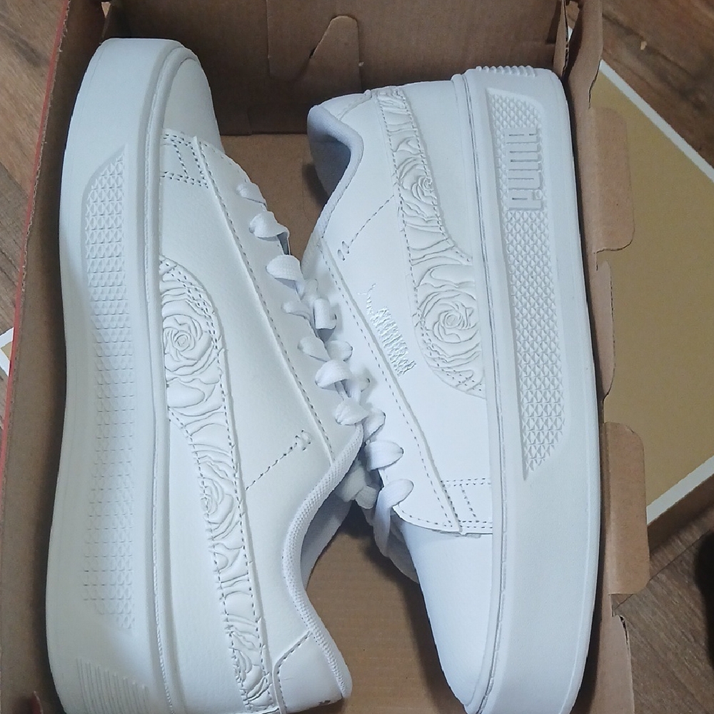 Puma Women's White Floral Embossed Sneakers